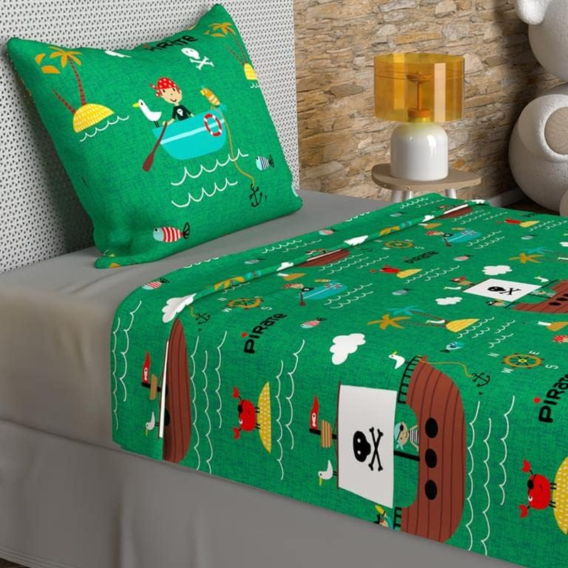 Soleil D'Ocre, Bedding Set 180 X 290 Cm Pirates Green 100% Cotton 57 Threads/Cm&sup2; image number 1