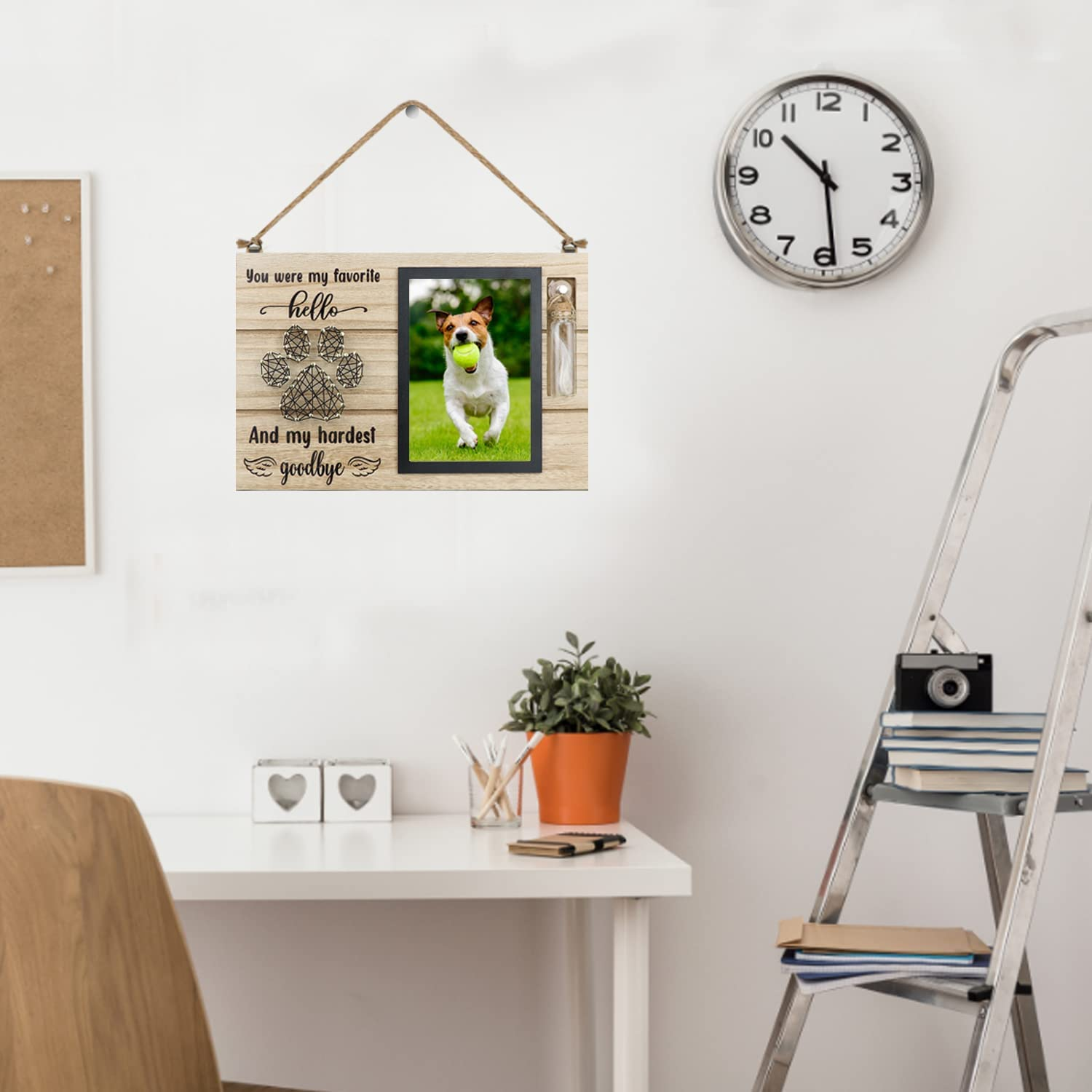 Free-Space Pet Memorial Picture Frame with Small Glass Bottle for Ashes or Hair Dog Cat Loss Gift (Black) image number 5