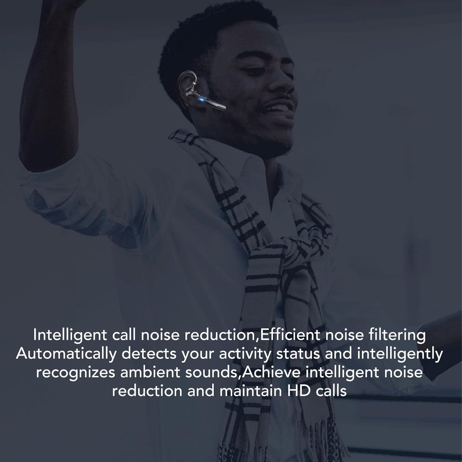 Bluetooth Headset, Wireless Bluetooth Earbuds, Hands-Free Headphones with Built-In Microphone for Driving/Business/Office, Compatible with Ios and Android Phones image number 4