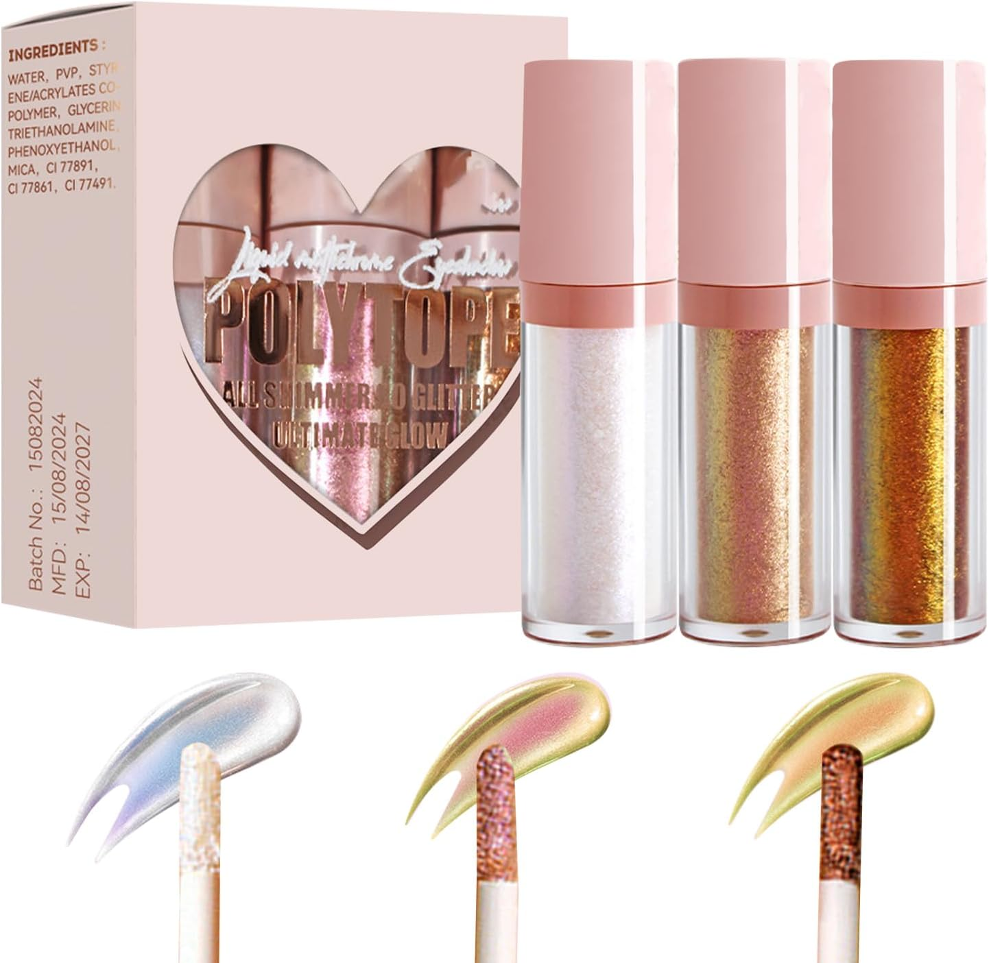 Generic Multichrome Liquid Eyeshadow, 3X Glitter Multichrome Eyeshadows Makeup, All Day Wear Quick Dry Smooth Shimmer Eyeshadows for Lips