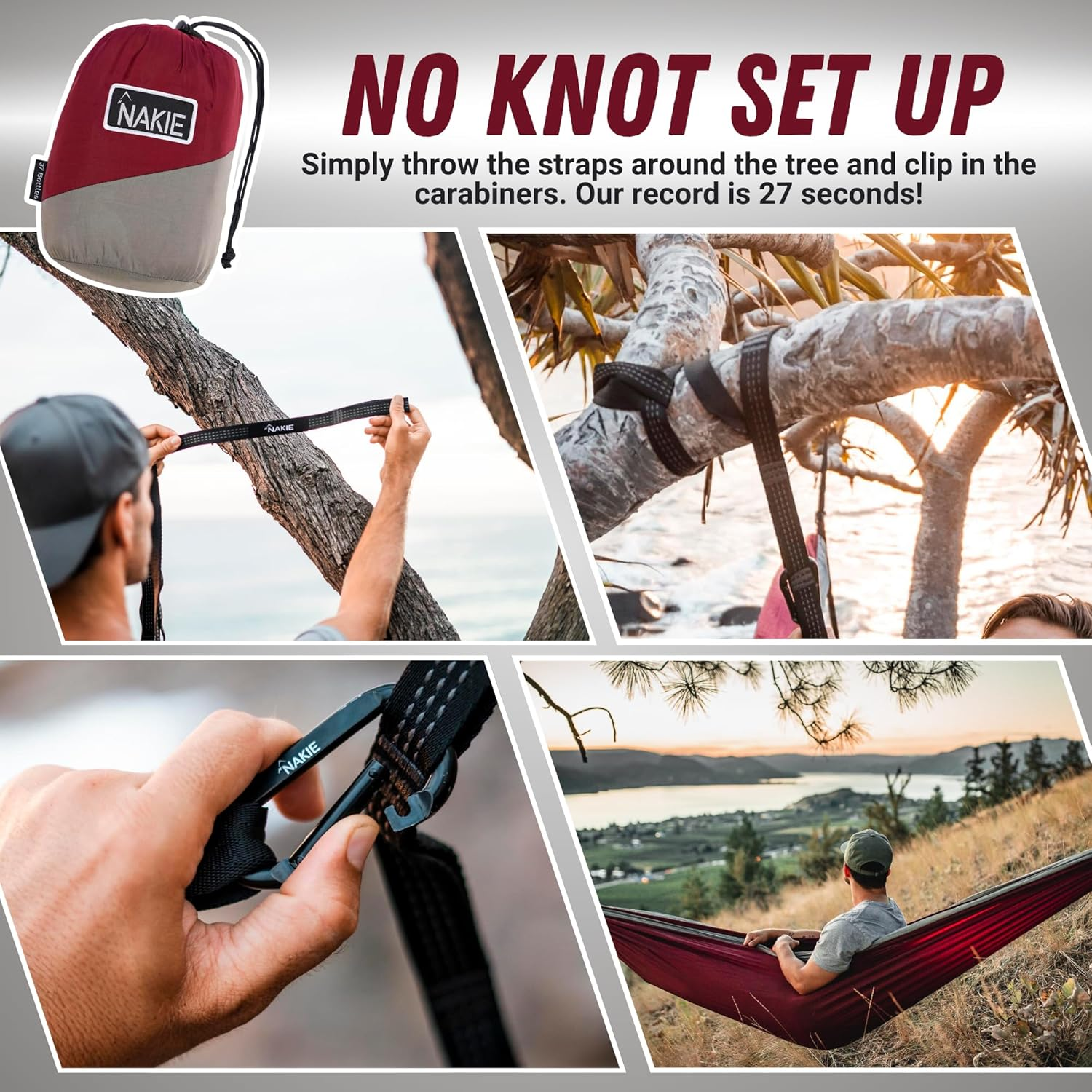 Nakie Double Hammock (Merlot Red) image number 5
