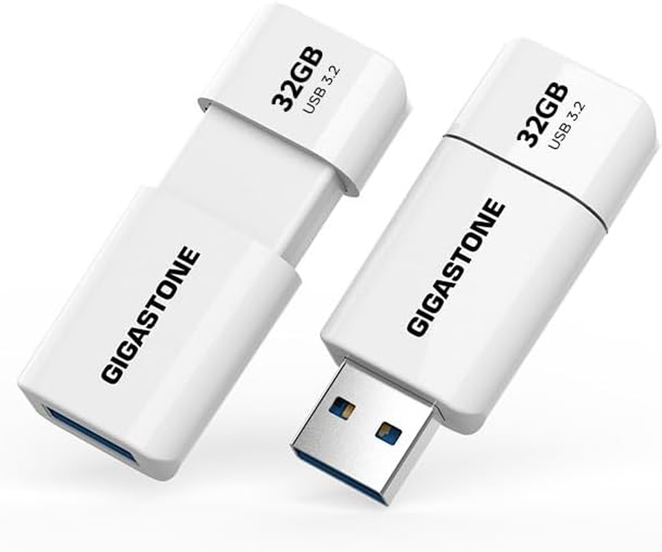 GIGASTONE Z60 32GB 2-Pack USB 3.2 Gen 1 Flash Drive, 100/40 Mb/S Ultra High Speed Pen Drive, Capless Retractable Design Thumb Drive, USB 2.0 / USB 3.0 / USB 3.1 Interface Compatible