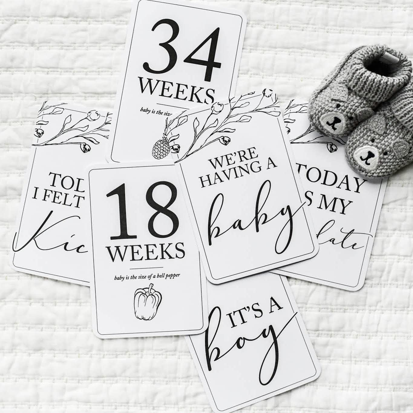 Baby Milestone Cards (19+11) by Duncan & Stone - Birth Announcement Sign for New Baby Gifts - Weekly Milestone Props for Parents W/Hello World Newborn Sign Card & More image number 2
