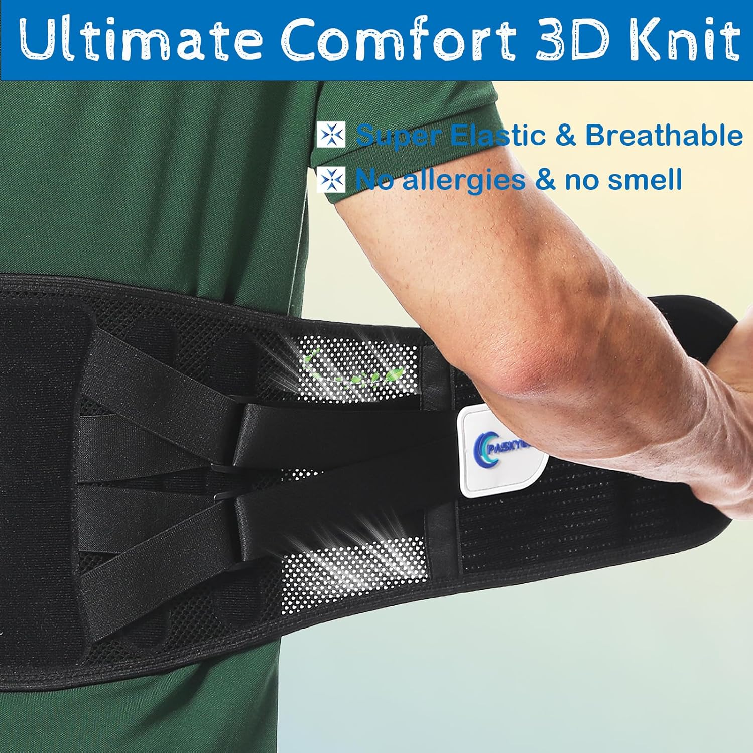 Paskyee Back Brace with Bionic Support System, Knitted Back Support Belt, Ergonomic Curved Spine Support for Women Men, Pain Relief from Lower Back, Sciatica, Herniated Disc, Scoliosis image number 3