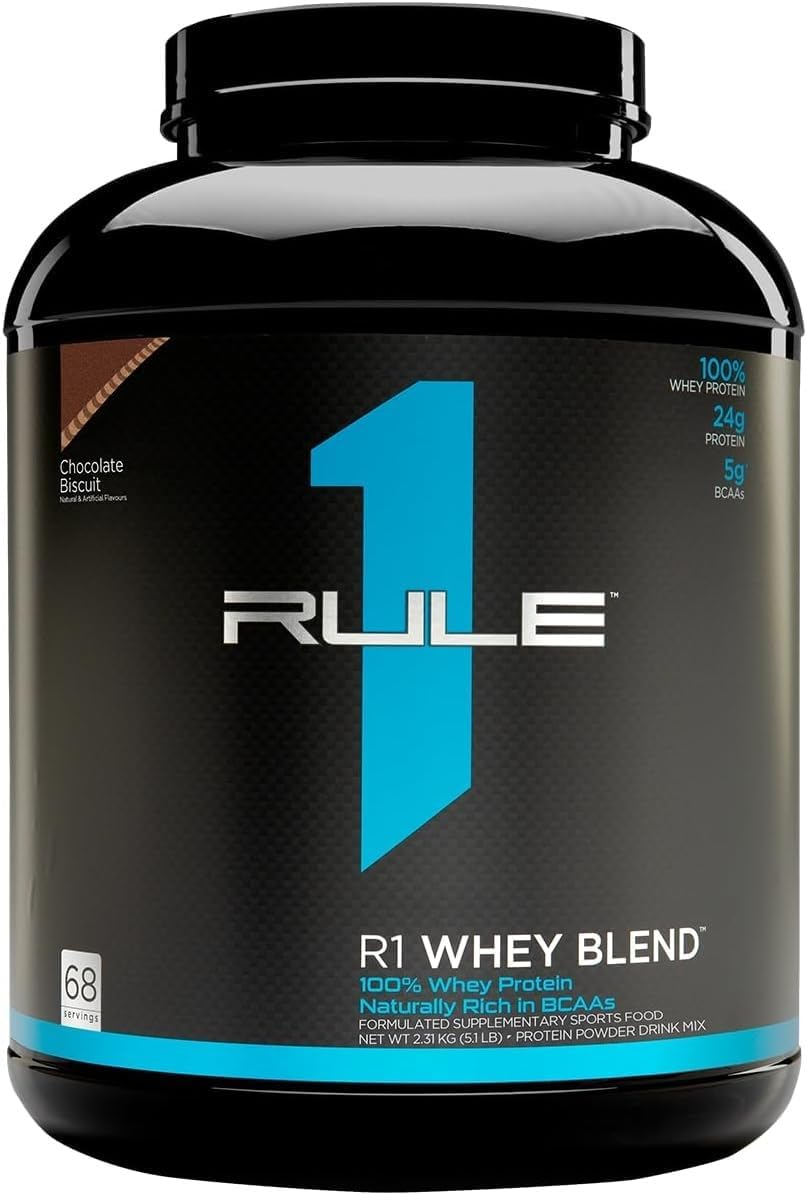 Rule 1 Whey Blend 5.24 Lb, Chocolate Biscuit (68 Servings) image number 2
