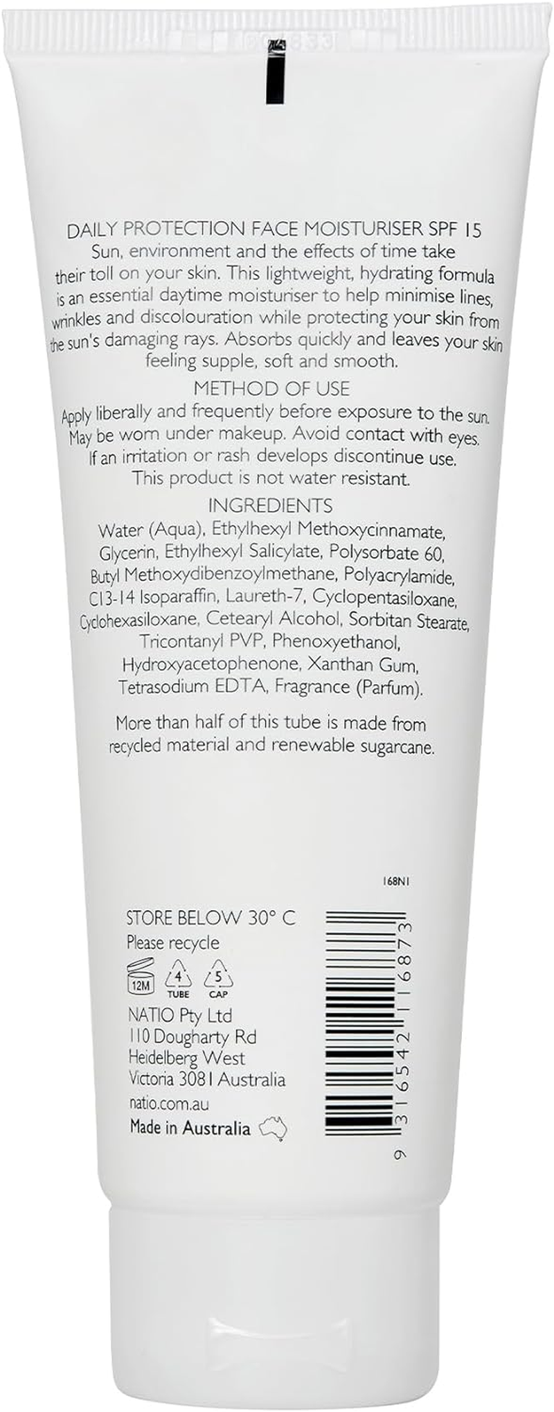 Natio Australia Daily Protection Face Moisturiser SPF 15 100G - Lightweight Daytime Moisturiser with Sunscreen - Hydrating & Fragrance Free - Made in Australia image number 3