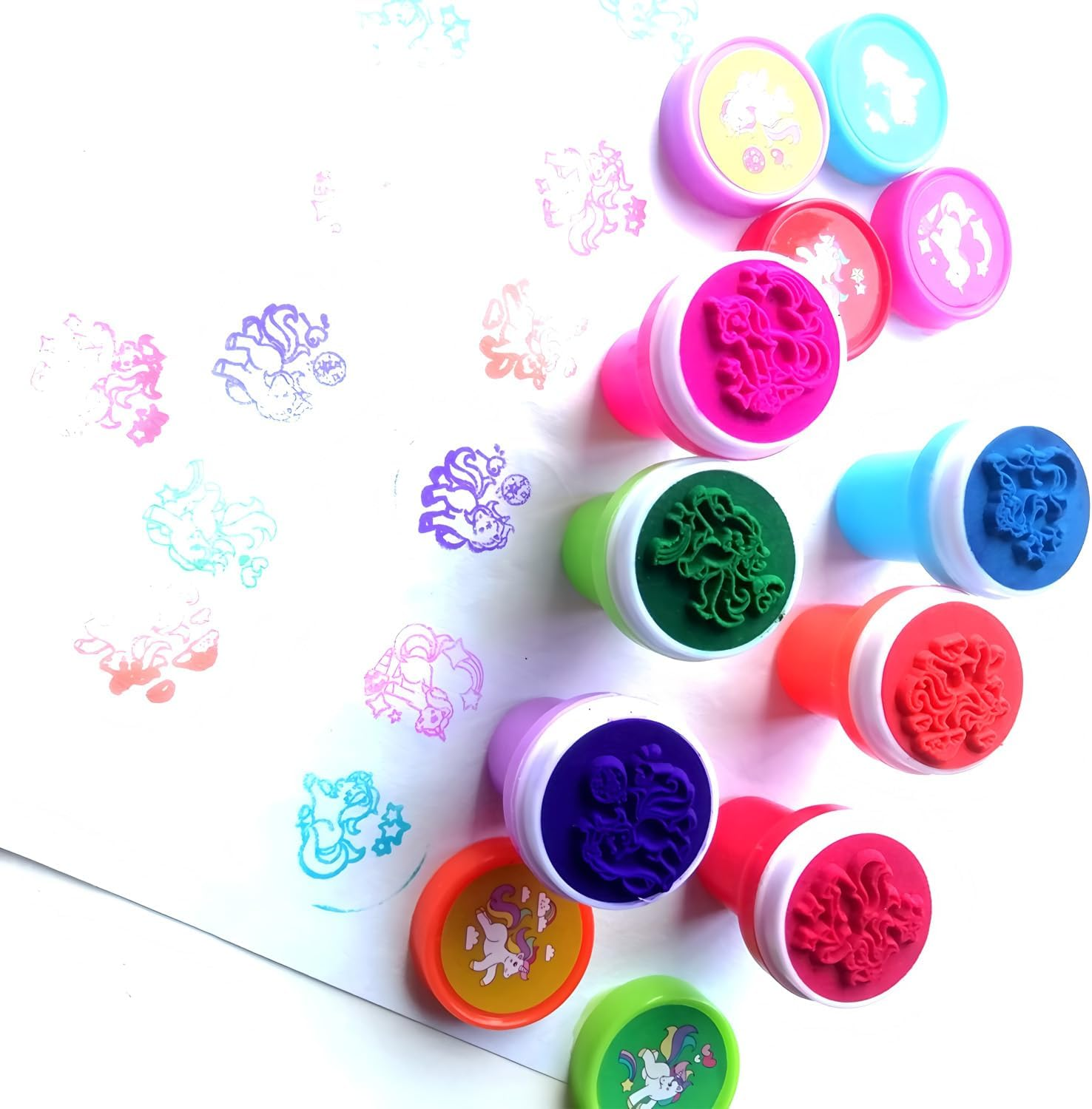 12 Pcs Animals Unicorn Stamps Signet Animals Themed Self-Inking Stampers Birthday Party Favors Supplies Washable Stampers Crafts Party Favor School Prizes image number 1