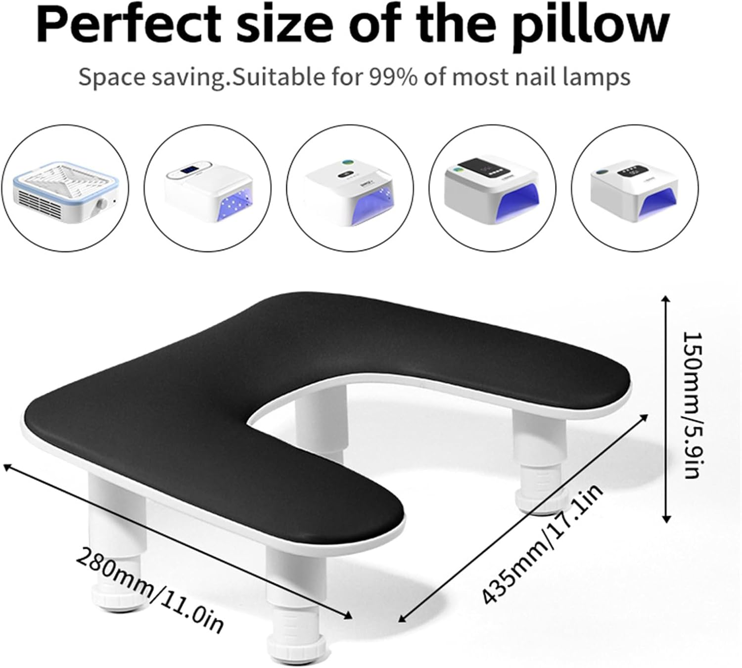 Manicure Arm Rest, Adjustable Height U-Shaped Arm Rest Nail Pillow PU Leather Cushion Armrest Stand, for Professional Nail Technicians Salon or Home Use image number 3