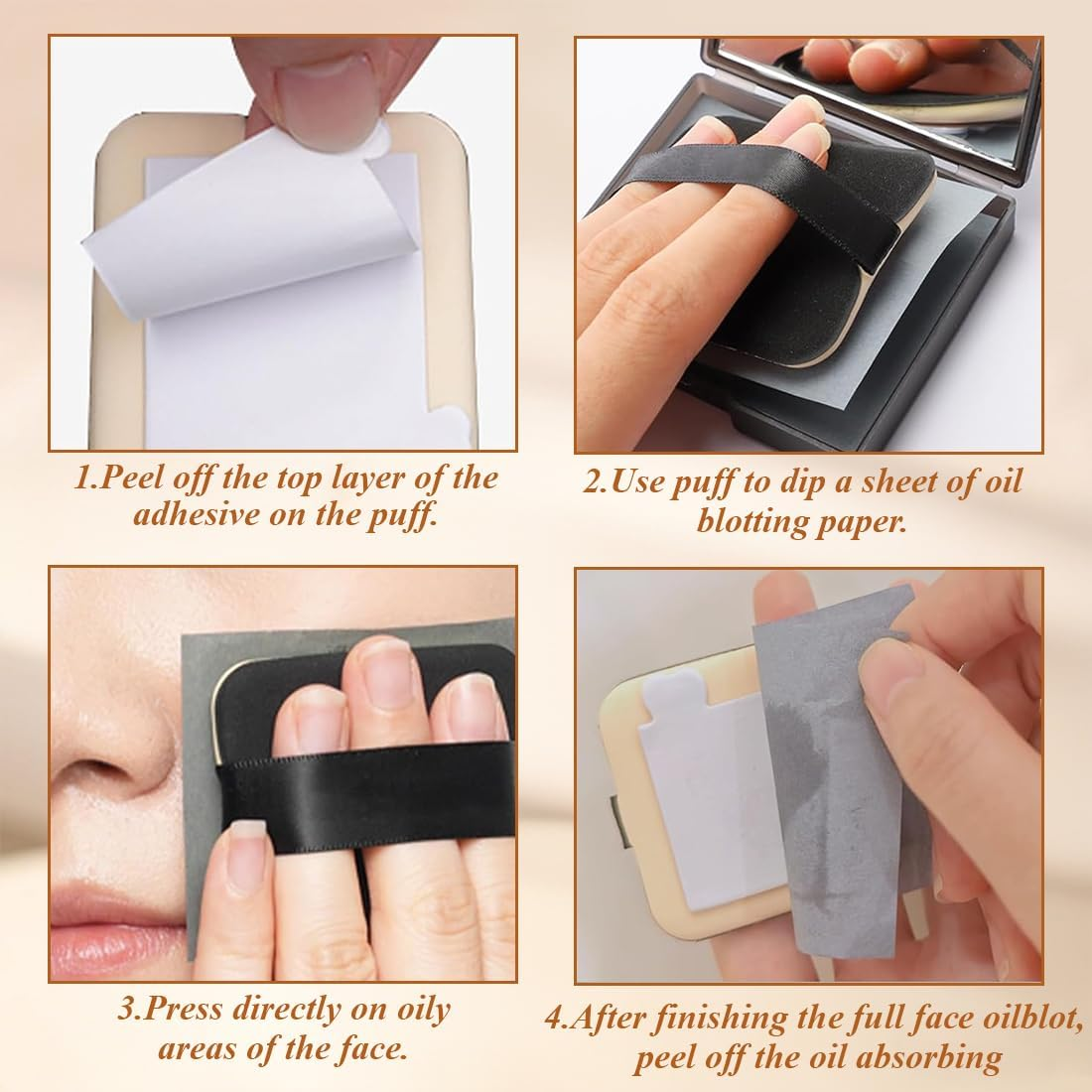 ROKZELT Blotting Paper Face, Pack of 300 Blotting Paper Face, Oil Control Paper, Oil-Absorbing Sheets, Matte Papers, Mirror Box, Self-Adhesive Powder Puff, for Oily Skin image number 5