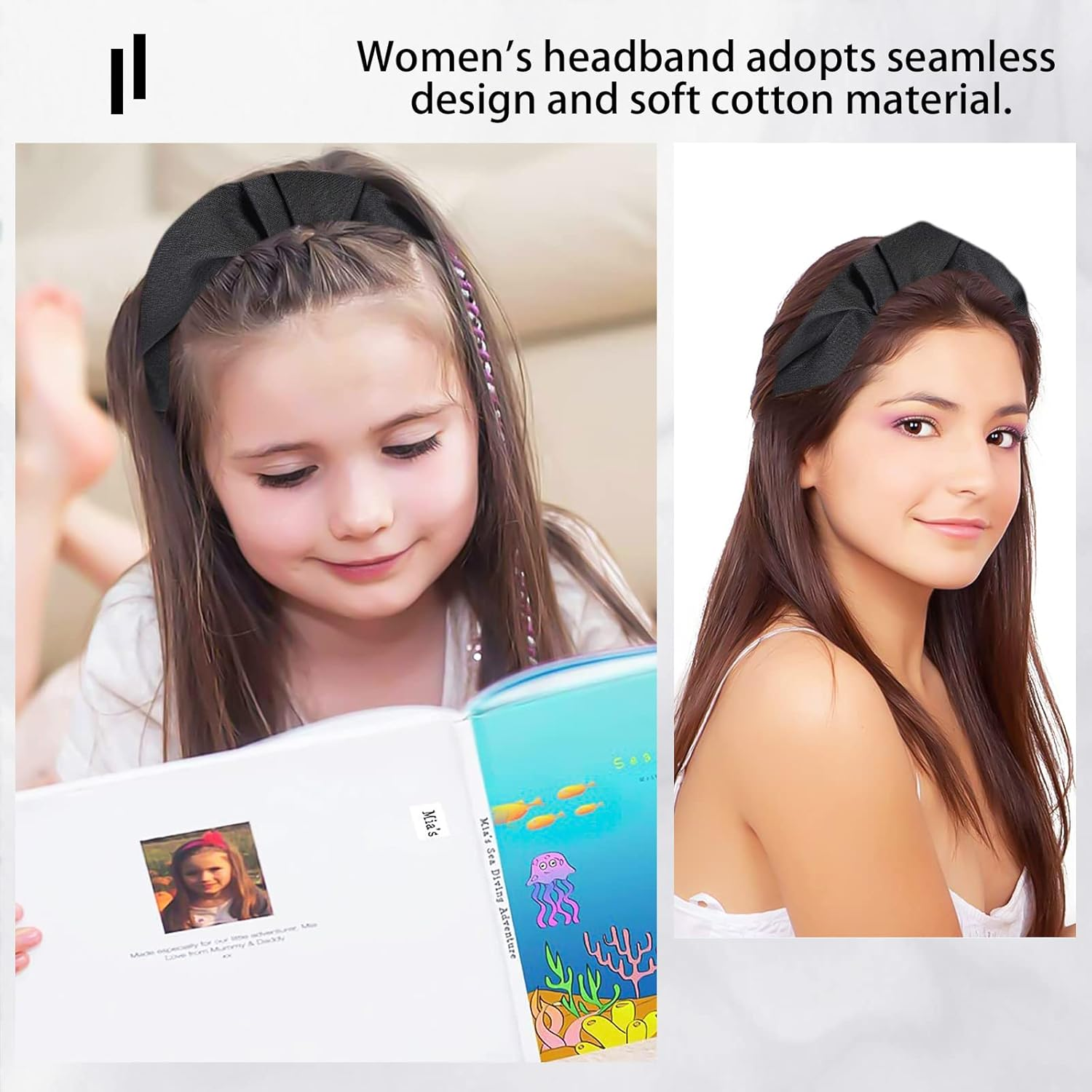 Women'S Headband with Shimmering Braided Surface in Ruffle Look Headband Wide Headband Girls Soft Hair Gentle Comfortable Black