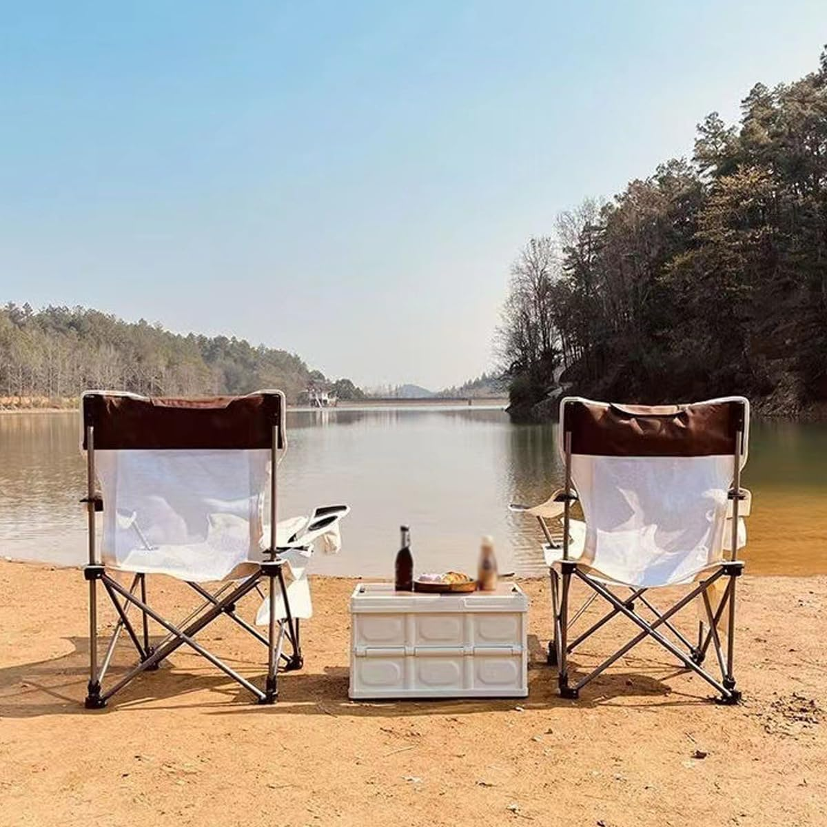 AIMALL Folding Camping Chair with Detachable Footrest, Portable and Lightweight Outdoor Recliner Chair for Beach, Fishing, and Camping with 21.6"X21.6"X27.5" Dimensions image number 1