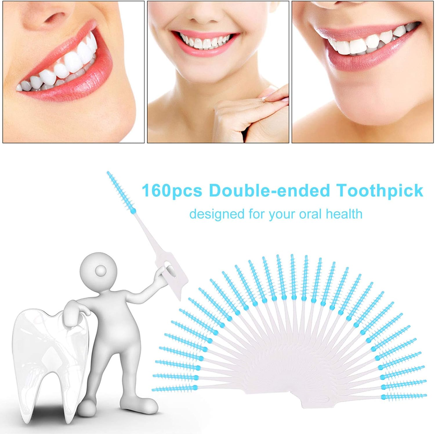 160Pcs Double-Ended Toothpick Soft Silicone Tooth Picks Dental Floss Interdental Brush Teeth Stick Dental Hygiene Tools BBZY image number 4