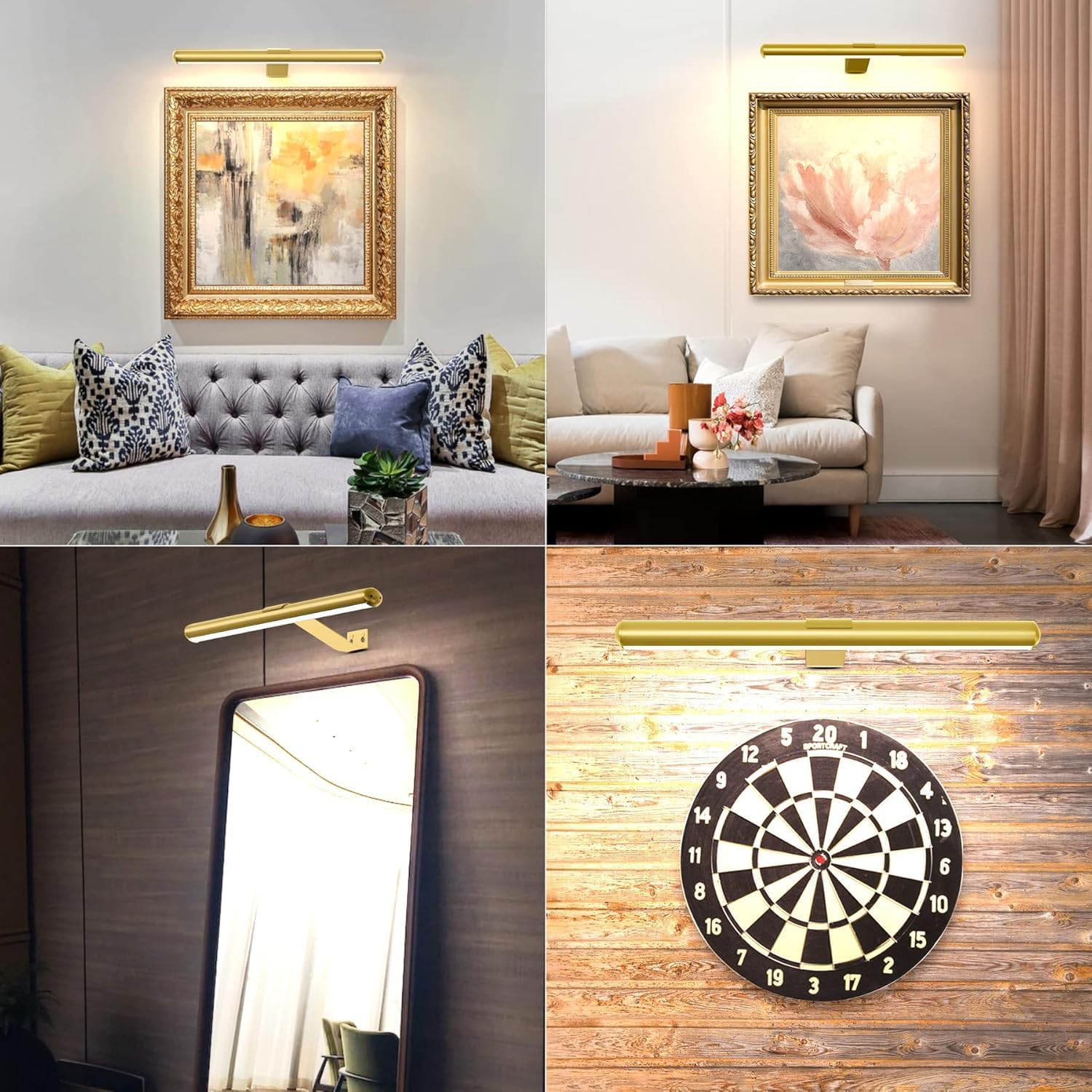 Wireless Picture Light,40Cm Painting Light with Remote Rechargeable Magnetic Timer Wall Light, Touch Dimmable for Picture Painting Dartboard Gallery Cabinet Mirror (2Pack-Gold) image number 4