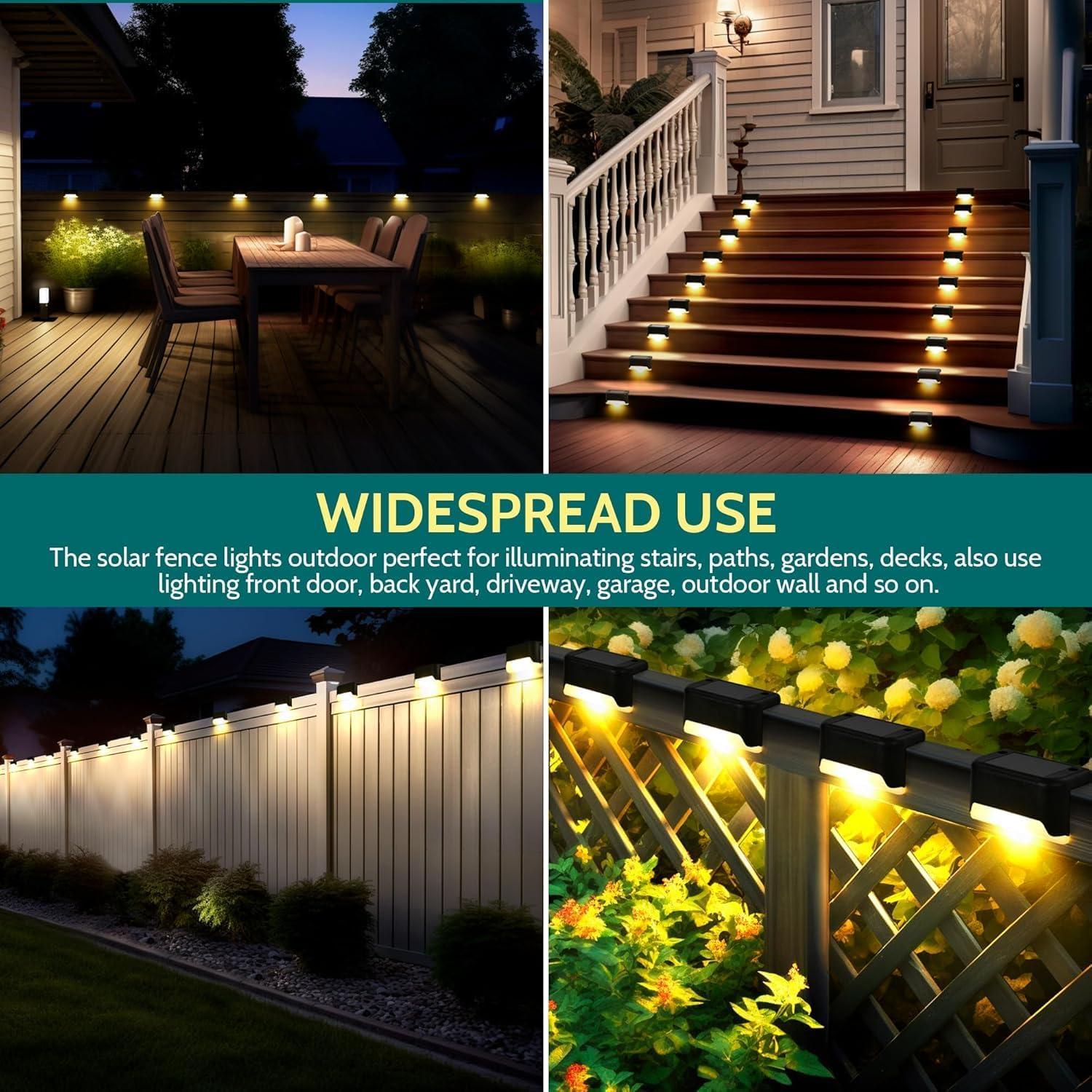 Lylilidy Solar Deck Lights 16 Pack, Outdoor Step Lights LED Waterproof Patio Decor Lights for Railing, Stairs, Fence, Post, Yard and Driveway, Warm White image number 5