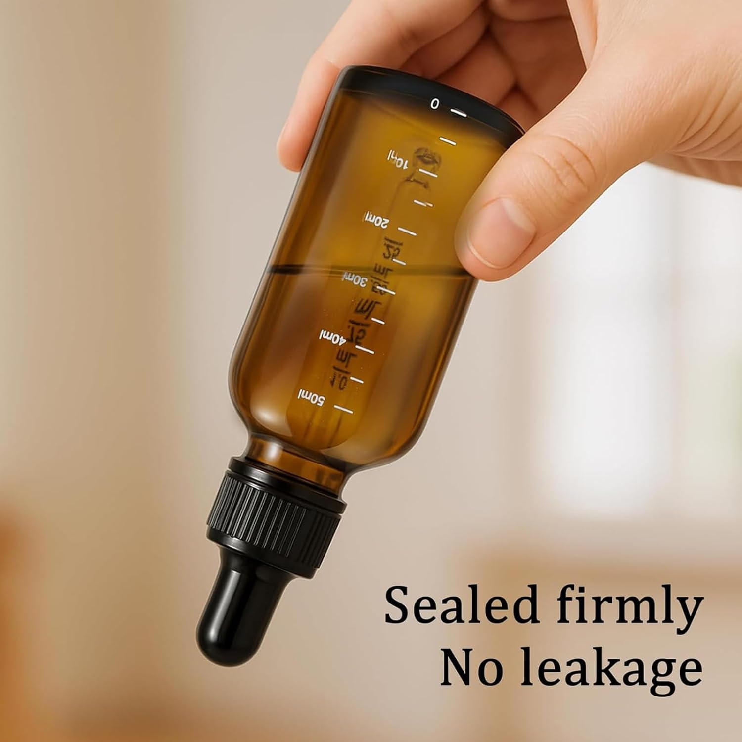 Kzvsiy 5 Pack 50 ML Glass Dropper Bottles with Graduated Scales, Leak-Proof Caps, and Precision Droppers, Uv-Protective Amber Bottles for Essential Oils, DIY Perfume, and Travel Liquid Storage image number 5