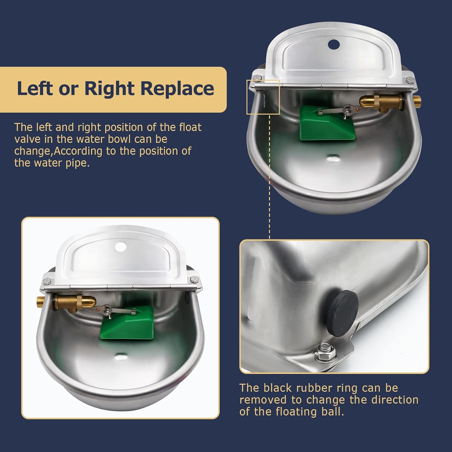 Automatic Horse Drinking Water Bowl with Float Valve Upgraded Stainless Steel Water Feeder Trough for Livestock Cow Sheep Goat Cattle Hog Dogs image number 5