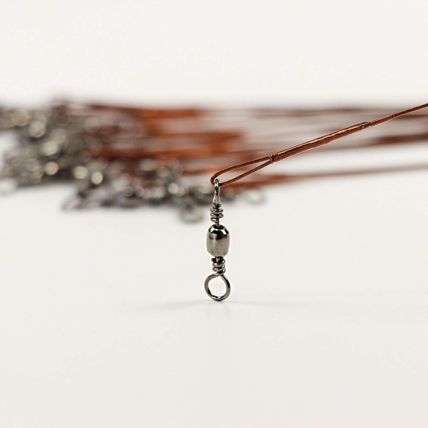 100Pcs Fishing Wire Leader Rigging Trace Spinner Wire with Swivels and Snaps Test 28.6Lbs image number 5