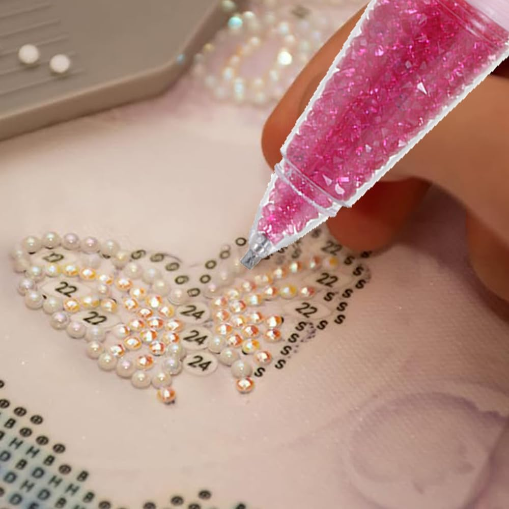 1Pcs Pink 5D Diamond Pain-Ting Pen, Flower Pot Shaped Point Drill Pen,Standable Ergonomic Point Drill Pen,For Nail Decoration,Diamond Painting Accessories,Tools and Accessories