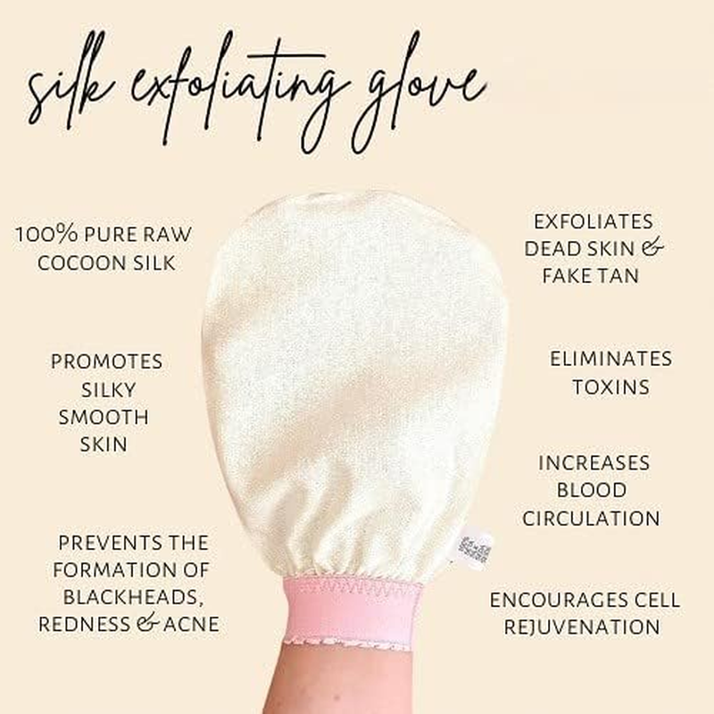 WBC Body Exfoliating Glove - Pure Raw Silk, 100% Silk Exfoliating Body Glove for Dead Skin, Tan Removal for Face and Body by WORLDBEAUTYCARE (Pack of 1) image number 1