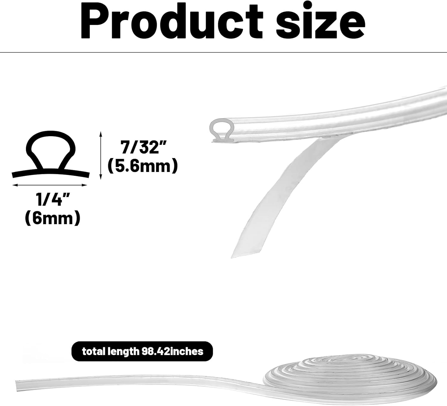 Tondiamo Shower Door Side Seal Glass Translucent Shower Door Side Seal Strip PVC Bulb Shower Door Side Seal Door Soft Clear Bulb Seal for Gap Shower Door(7/32 X 98.4 Inches, 4 Rolls) image number 2