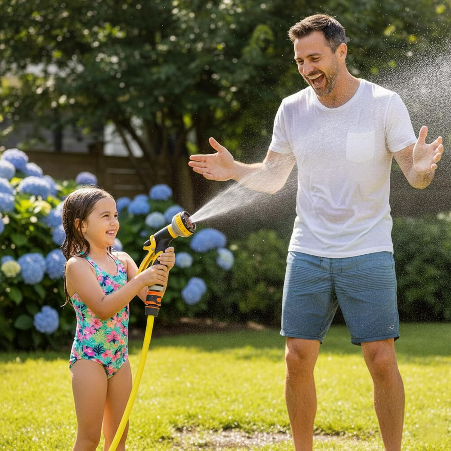 Hose Connector, Garden Hose Connector Set, 6M Pink Tape with 2X4 Way Soft Tube Fittings, 2Xblack Double Nipple Connectors, 2X4/6 Way Adapters for Garden Tap, Outdoor Cleaning, Pet Bathing image number 1