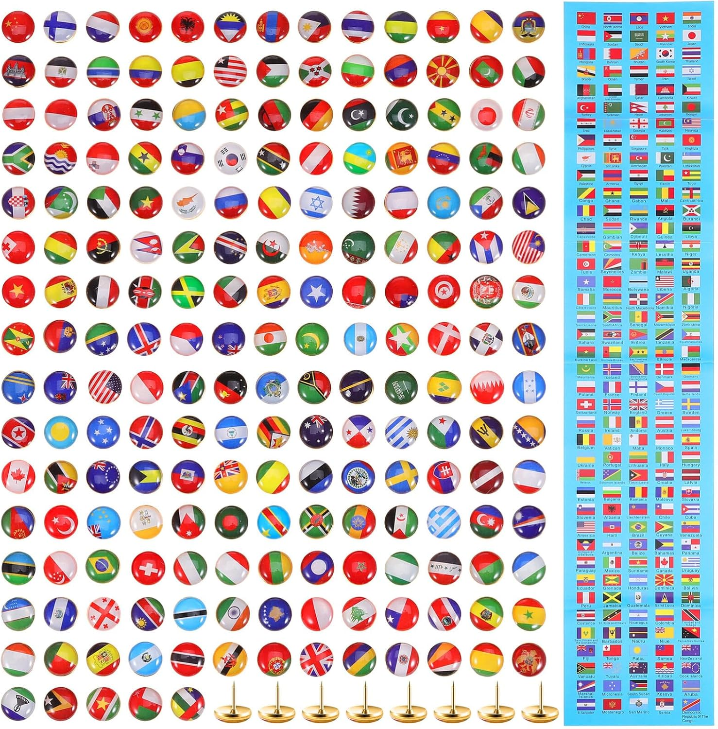 SEWACC 200Pcs National Flag Pins Thumb Tacks Country Map Push Pin Drawing Pins Travel Map Push Pins for Bulletin Board Pinboard Map Office image number 5