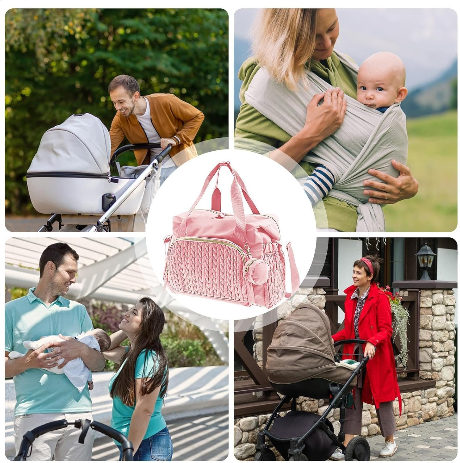 Small Diaper Bag - Diaper Backpack, Large Capacity Diaper Bag Tote with Pacifier Case, Reusable Travel Accessories, Hospital Bag for Women Labor Delivery & for Home, Travel image number 3