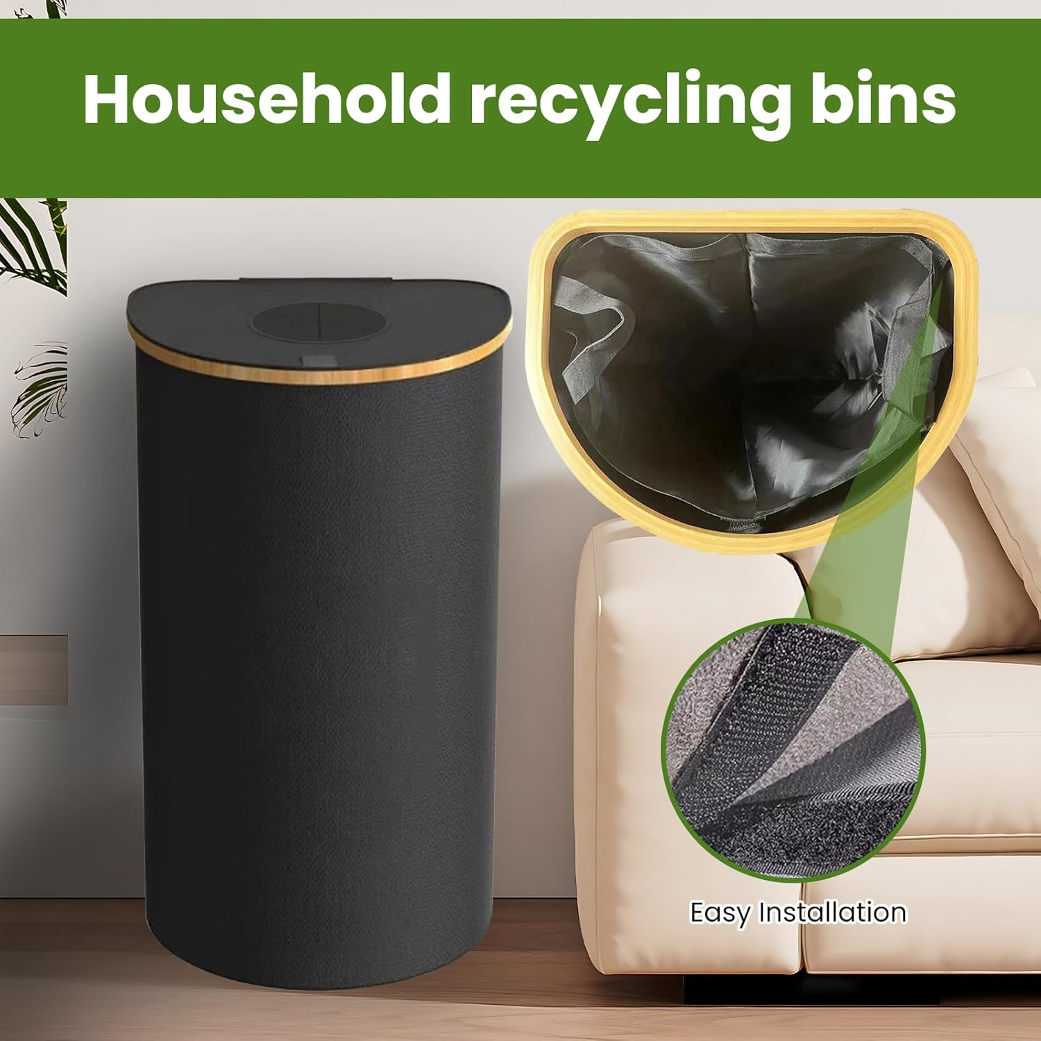 Recycling Bin for Kitchen, 100L Capacity Environmental Friendly Recycle Basket with Inner Bag, Machine Washable Reusable Bottle Bin for Home image number 4