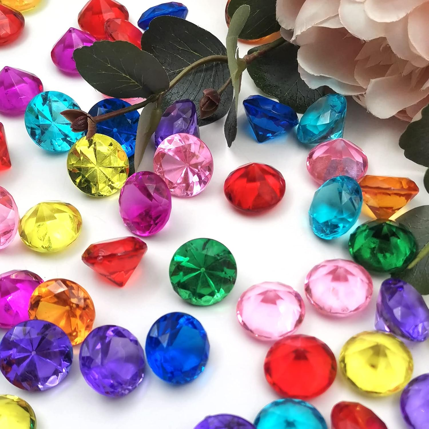 XHKDSYMC 100Pcs Clear Acrylic Diamonds 25Mm Wedding Table Scatters Gemstones Confetti for Vase Fillers,Floral Decor,Bridal Shower Decorations,Home Centerpieces,Candle Display (Multicolor) image number 3