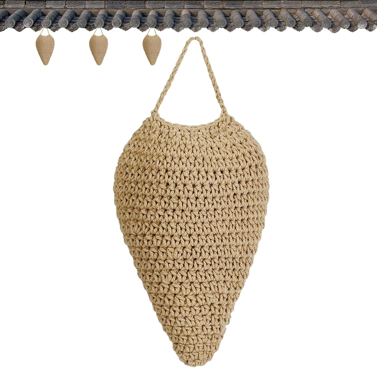 Crochet Wasp Nest Decoy, Fake Bee Hive, Faux Hangable Deter Decoration, Artificial Hive for Outdoor Patio Eaves Garden Orchard image number 5