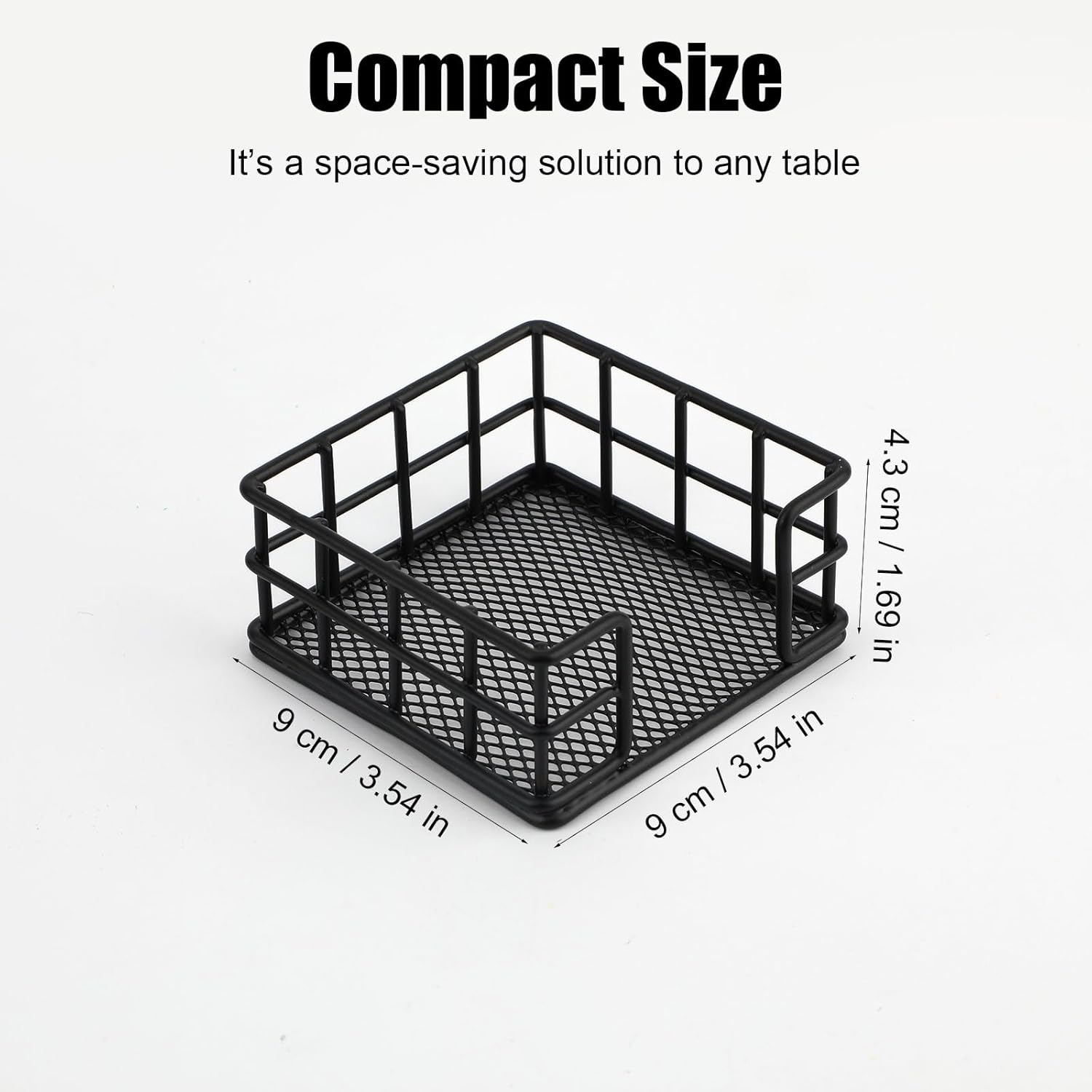 NQEUEPN Metal Sticky Note Holder, 3.54X3.54X1.69 Inch Square Sticky Note Dispenser Memo Pad Holder Self-Stick Note Pad Holder Sticky Note Organizer for Desk Office Home Dormitory (Black) image number 3