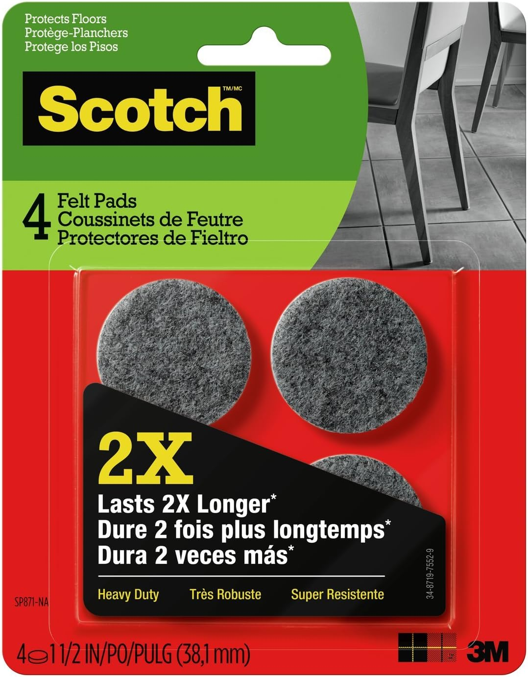 Scotch Heavy Duty Felt Pads 3.8Cm SP871 image number 1