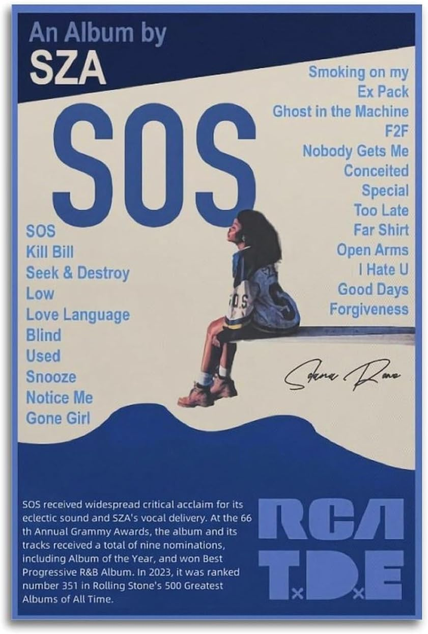 Music Sza Canvas Poster Poster Canvas Painting Wall Art Picture Home Decor Print for Bedroom Living Room Dorm Study Bar Office 12X18Inch(30X45Cm)