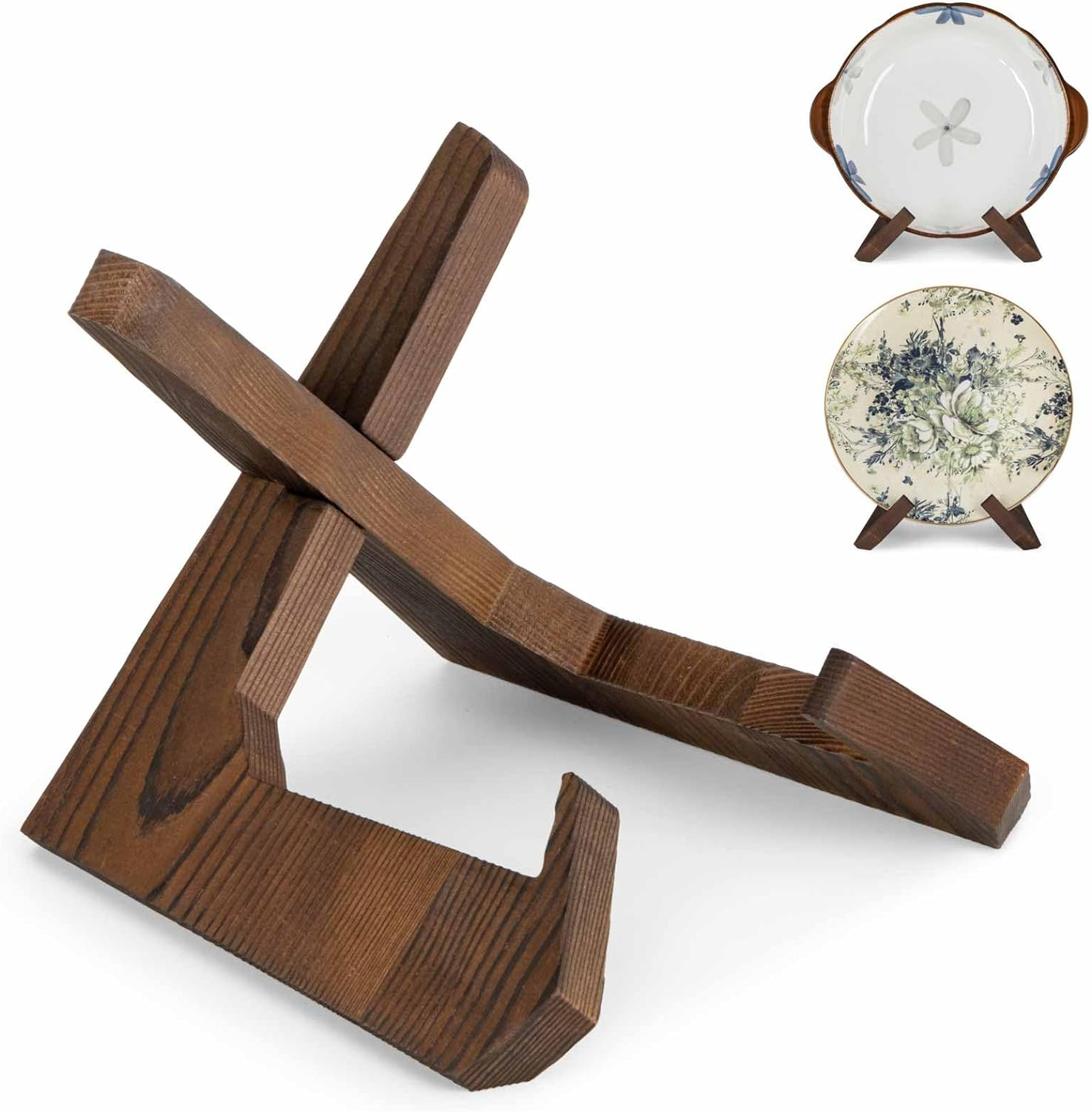 Bowl Stands for Display, 4.5 Inch Plate Holder, Wooden Easel Frame Holder, Display Stand for Large Deep Platters and Dishes, 15.2 X 13.6 X 11.6Cm (For Bowls under 8.9Cm in Depth)