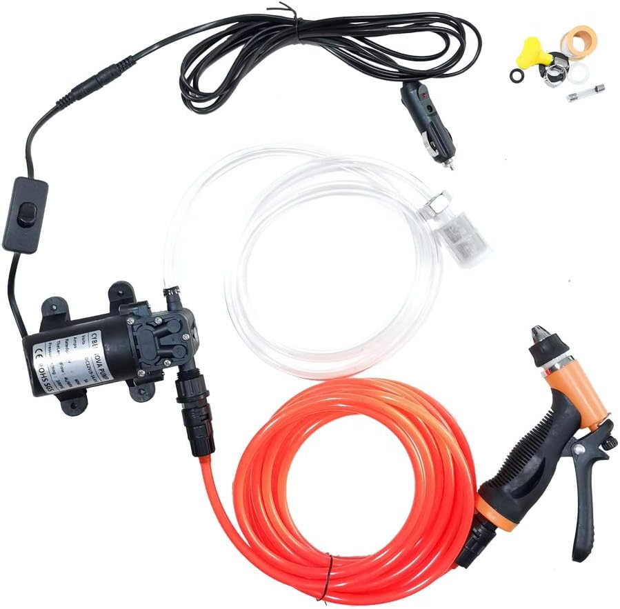 CYBERNOVA Intelligent 60W High Pressure Self-Priming (With Switch) Electric Car Portable Wash Washer Kit Water Pump 12V for Auto, Pet, Window, Watering and Camping image number 2