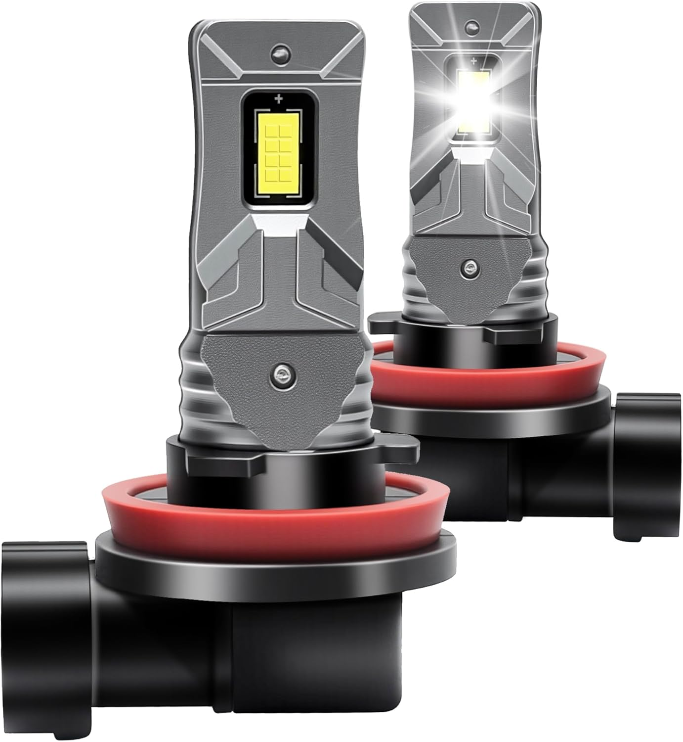 H11 H8 H9 LED Headlight Bulbs Fanless, 200% Brightness 10000LM 6500K Xenon White Conversion Kit Plug and Play High/Low Beam Fog Light Bulb, Pack of 2 image number 4