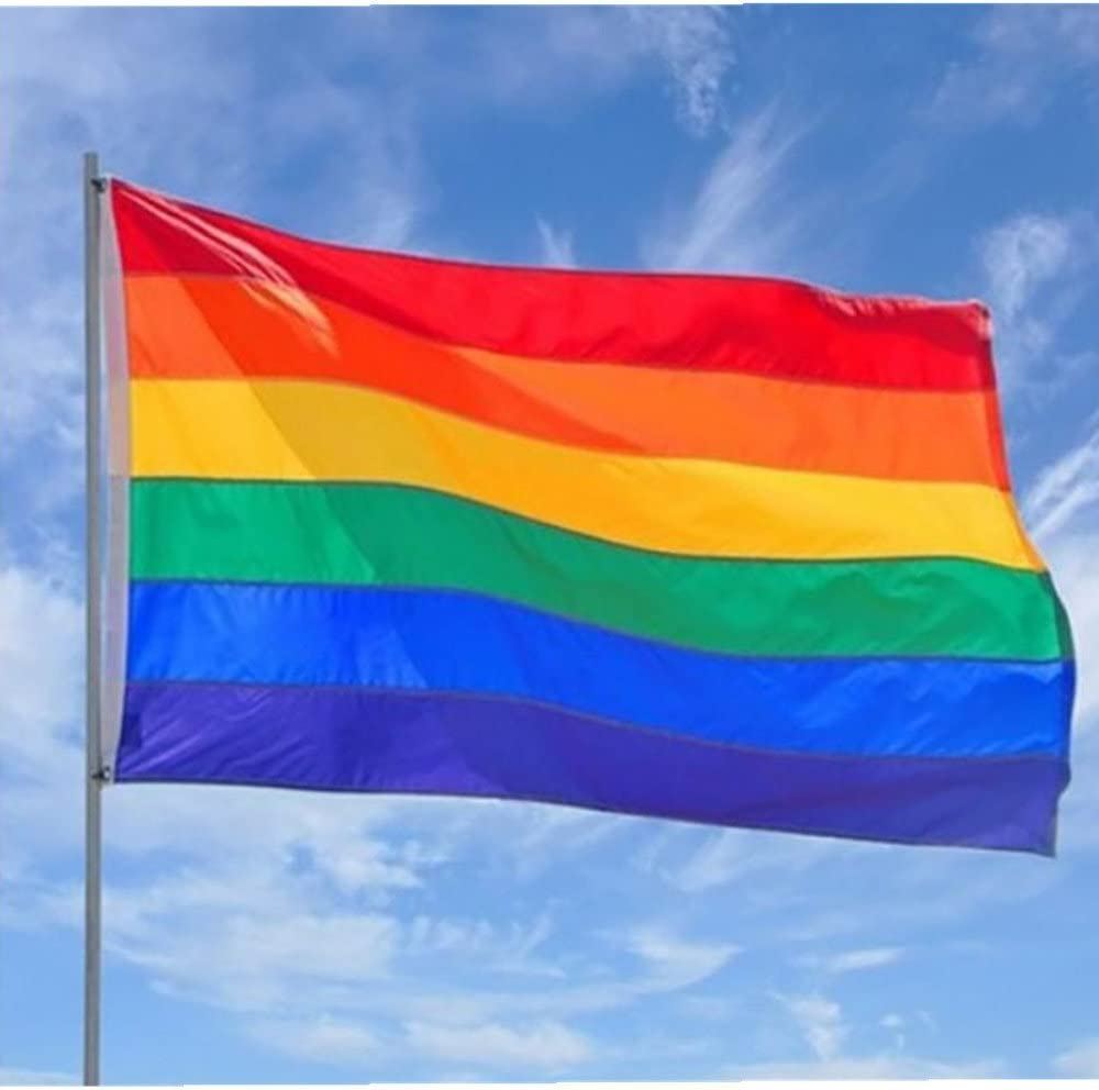 Deluxe Rainbow Gay Pride Flag with Metal Eyelets, 150 X 90 Cm