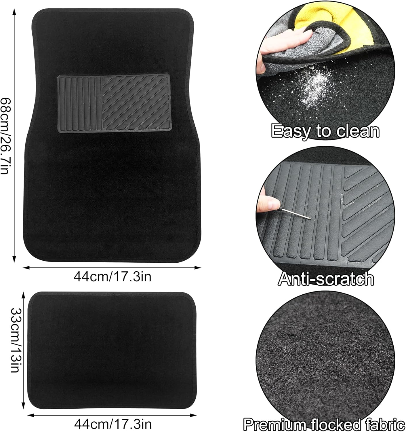 Car Floor Mats, 4 Pcs Universal Heavy-Duty Car Carpet Floor Mats, Waterproof Anti-Slip All Weather Protection Automotive Liners for Sedans Trucks SUV Interior Accessories (Black) image number 3