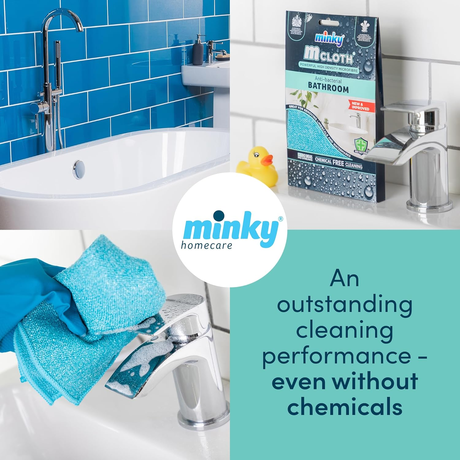 Minky M Cloth Dual-Sided Bathroom Cleaning Cloth - Anti-Bacterial Microfibre for Limescale Removal image number 3