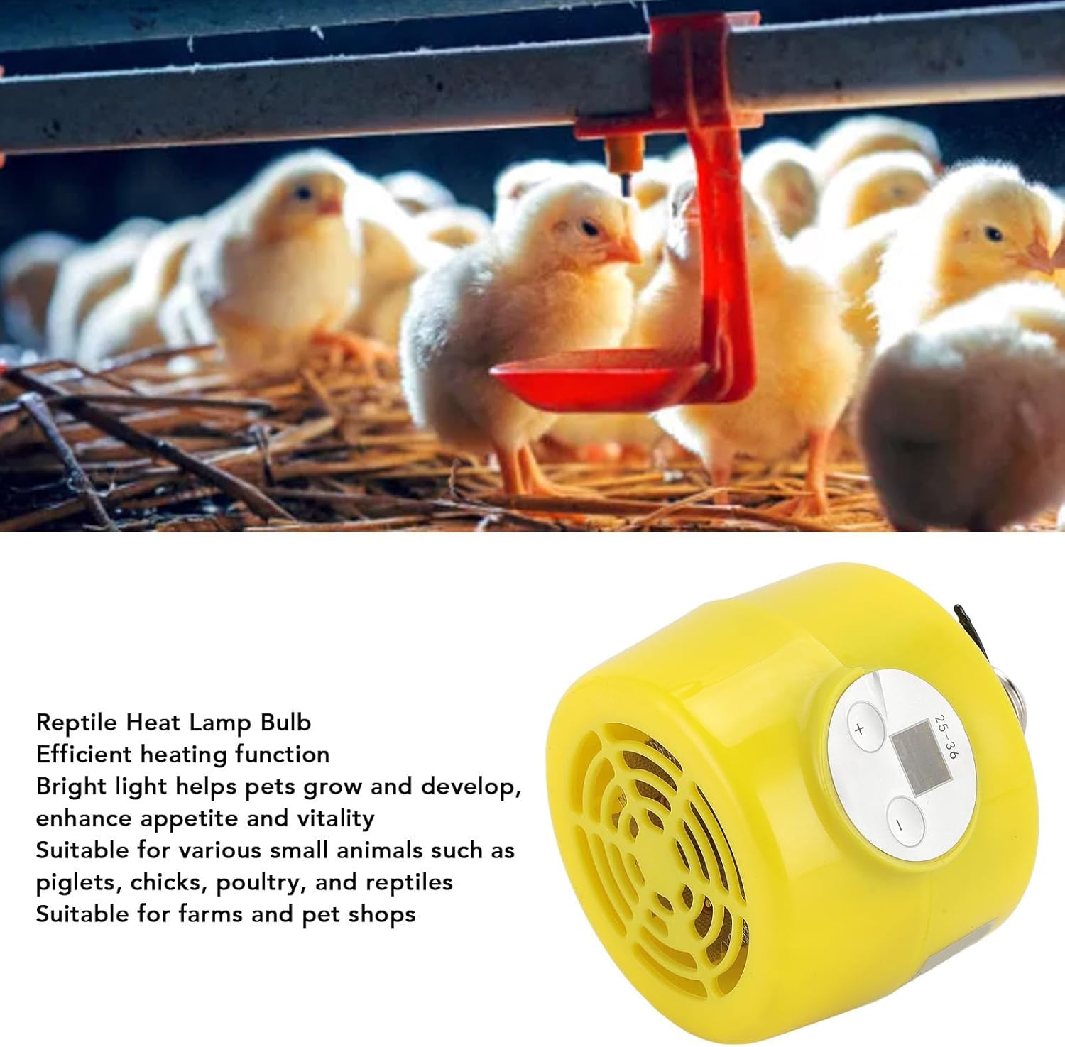 Chicken Coop Heater, Timing Heat Lamp for Chickens, Smart Efficient Heating Function Chicken Brooder Heater, Reptile Heating Lamp for Chicks Duck Dog Cats Poultry Pet image number 6