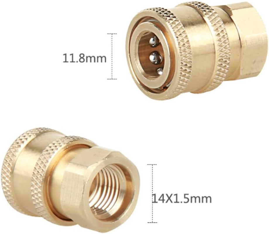 1 Set ZONADA Quick Connector Pressure Washer Fittings, M14 Female Thread Tap Connector & Male Thread Brass Quick Connector, 1/4" Pressure Washer Adapter Set image number 2
