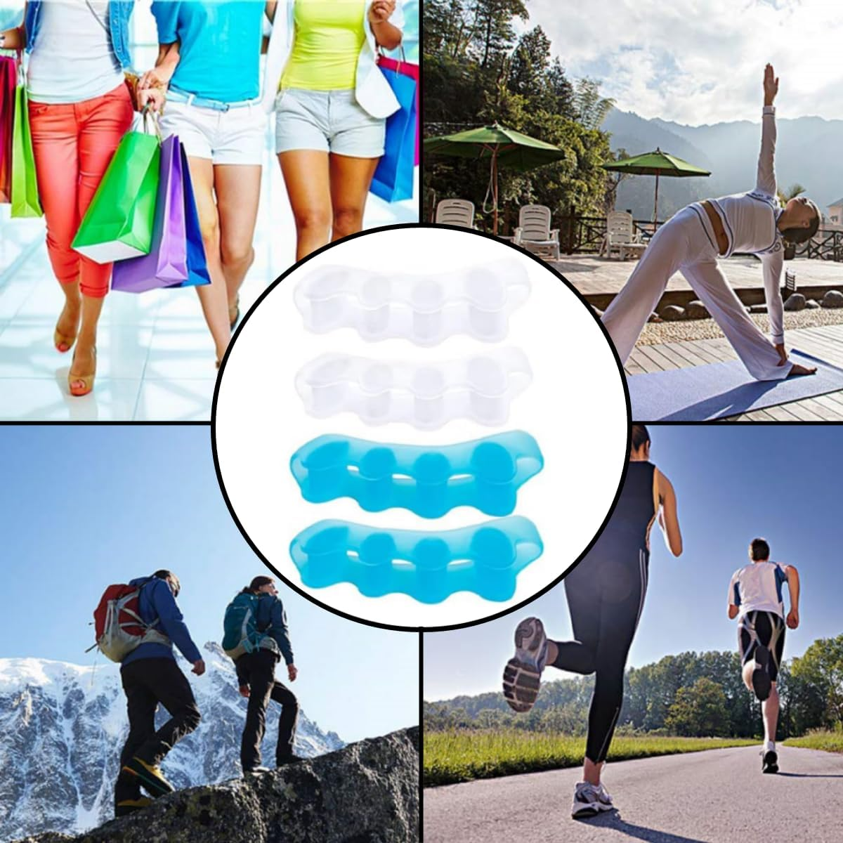 2 Pairs of Toe Separators,Ywbfove Soft Rubber Toe Extenders for Both Men and Women, for Bunions, Plantar Fasciitis, Hammer Toes, Claw Toes, Foot Pain in Both Women and Men (Blue/Transparent) image number 4