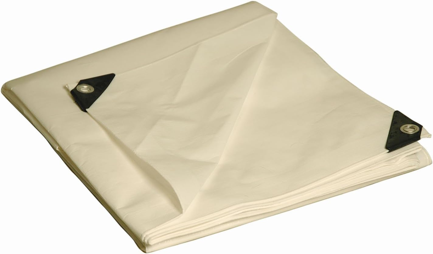 Dry Top 10' X 15' Heavy Duty White Full Size 10-Mil Poly Tarp Item #310153