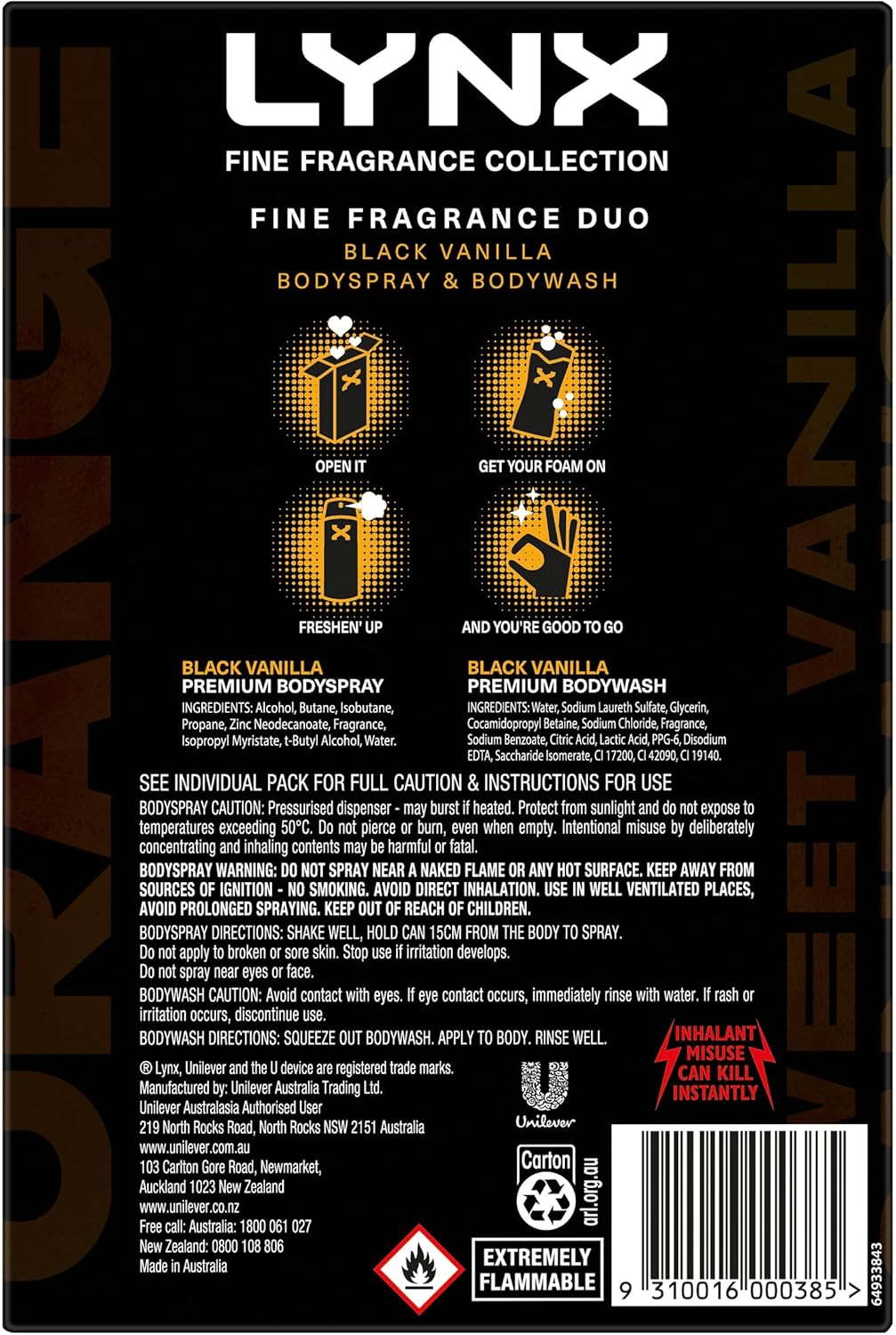 LYNX Giftset Duo Black Vanilla R25 510 ML image number 6