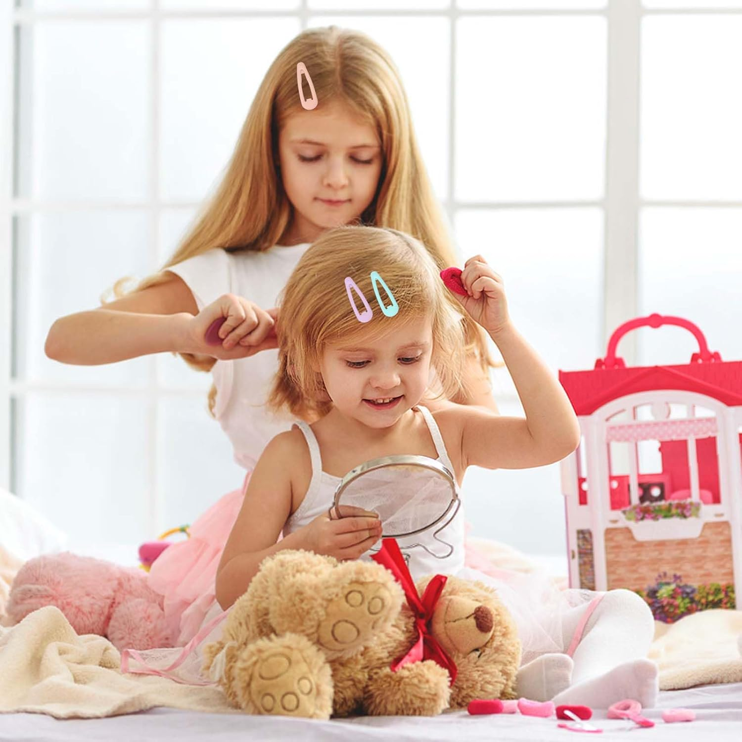 Colorful Hair Clips, 30Pcs Metal Hair Clipsfor Girls, 3Cm Kids Hair Clips, Kids Barrettes, Colorful Small Hair Barrettes, Mini Metal Barrettes, Snap Hair Clips with Box for Little Girls Baby (Dark Morandi Color)