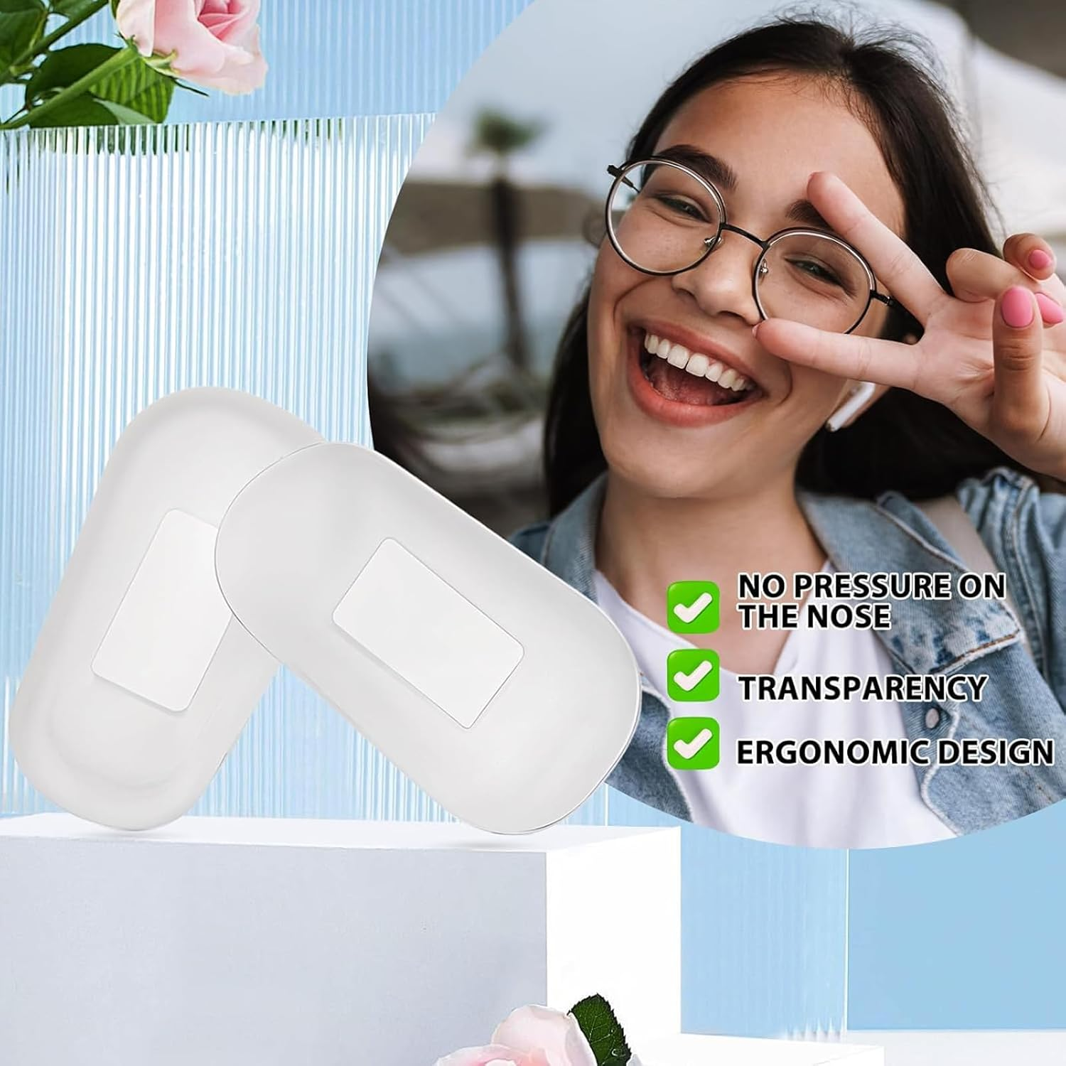 Itadaku 8 Pairs Eyeglass Nose Pad Covers, Slip-On Soft Silicone Anti-Slip Nose Pads for Glasses, Eyewear Repair Kit with Protective Nose Bridge Pads (White, L Size) image number 3