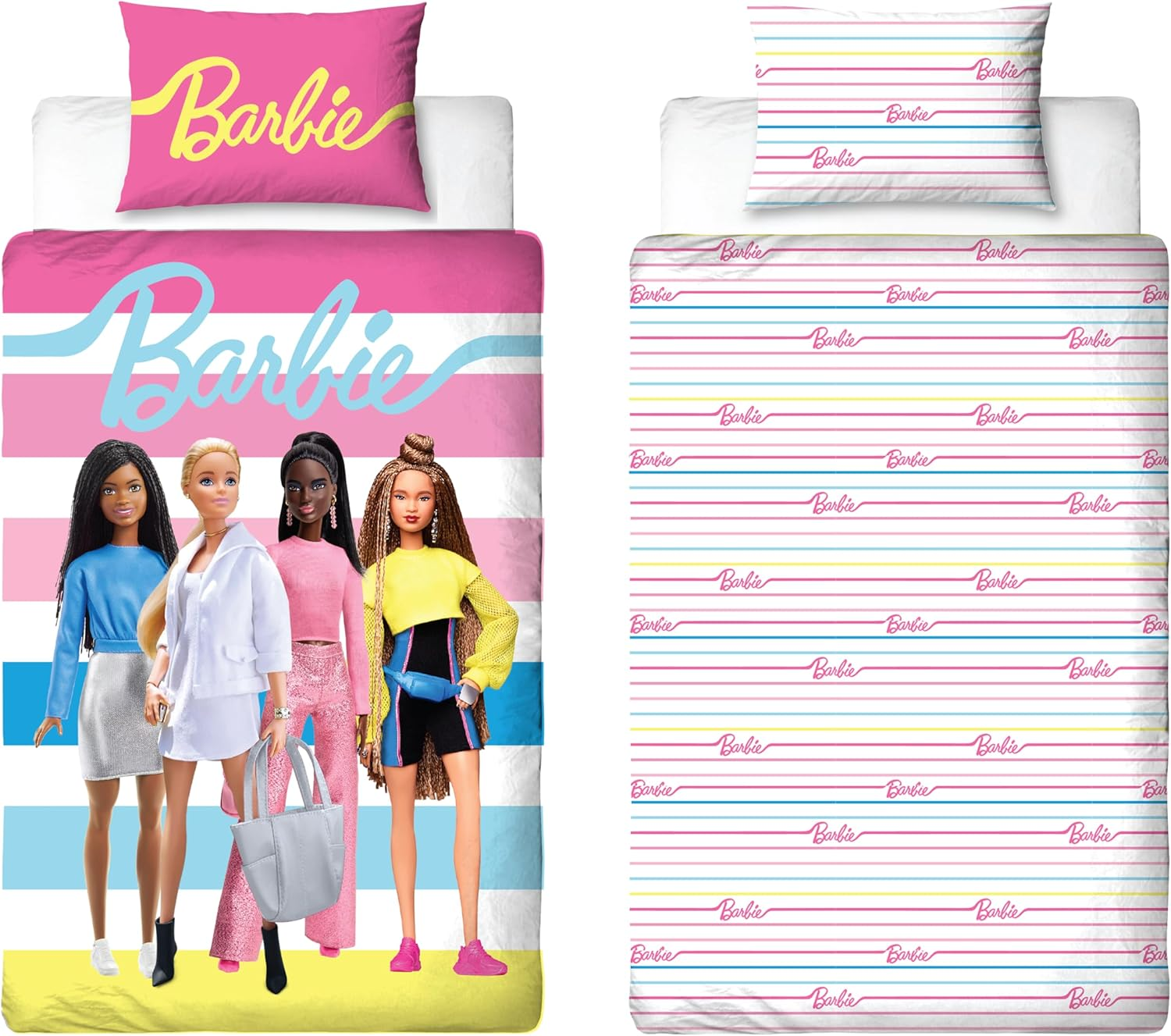 Barbie Official Single Childs Duvet Cover Set | Unboxed Design Reversible 2 Sided Dolls Bedding Including Matching Pillow Case | Pink Single Bed Set | Polycotton image number 2