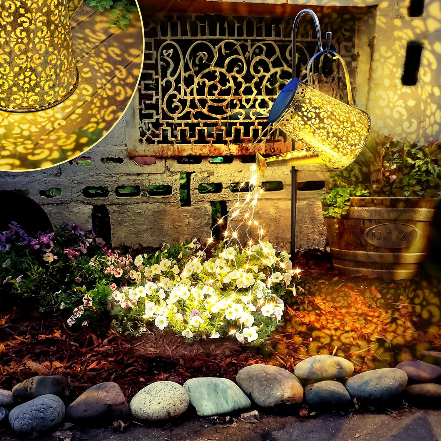 Solar Flowers Lights Garden Outdoor Decor 2 Pack, Waterproof Pink Cemetery Rose for Grave Yard Patio Path Flower Bed Decorotions Outside, Valentines/Mothers Day Birthday Gifts for Mom Women Grandma