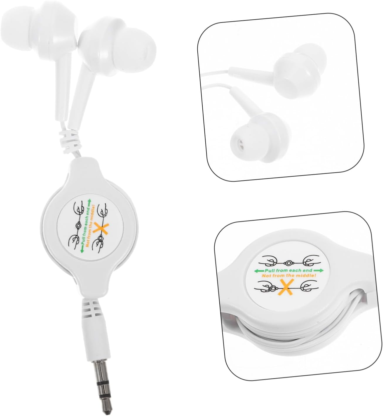 Tofficu Retractable In-Ear Headphones for Players Boys and Girls Use Wired Earphones Cable Retraction Comfortable Fit for Daily Listening