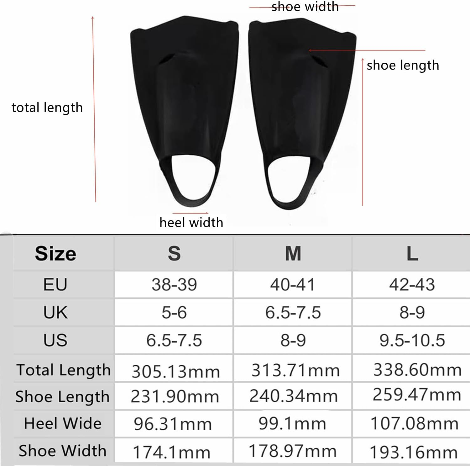 Swim Fins, Kids Youth Adults Swim Flippers for Lap Swimming, Silicone Short Blade Flippers Left/Right Custom Design, US Sizes 6.5-10.5 (S) image number 2